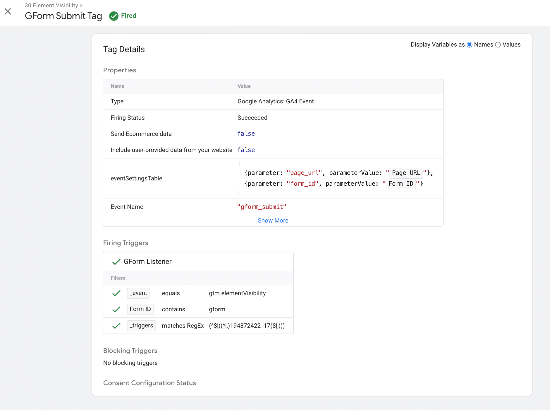 Gravity Forms tracking - details of successful gform tag